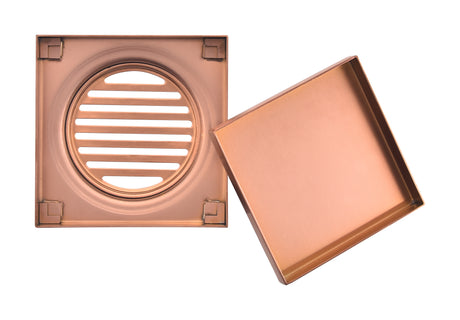 Tile Insert Floor Waste Brushed Copper - 316 Marine Grade Stainless Steel -  120 x 120mm