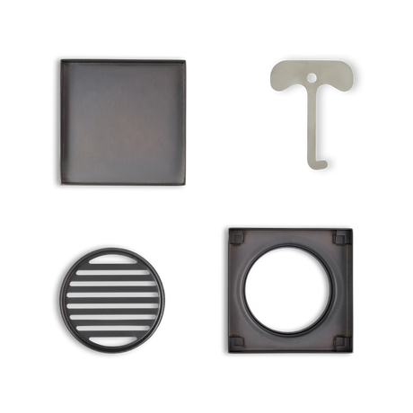 Tile Insert Floor Waste Gunmetal - 316 Marine Grade Stainless Steel -  120 x 120mm