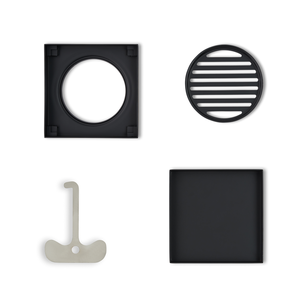 Tile Insert Floor Waste Matt Black - 316 Marine Grade Stainless Steel -  120 x 120mm