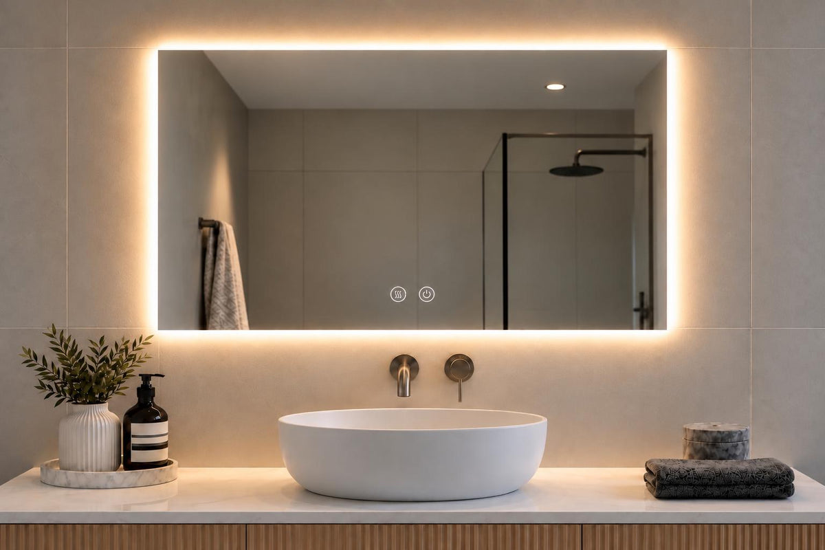 LED Rectangular Shaped Pencil Edge Mirror Backlit - 1500 x 900mm