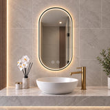 LED Pill Shaped Black Framed Mirror - 900 x 600mm
