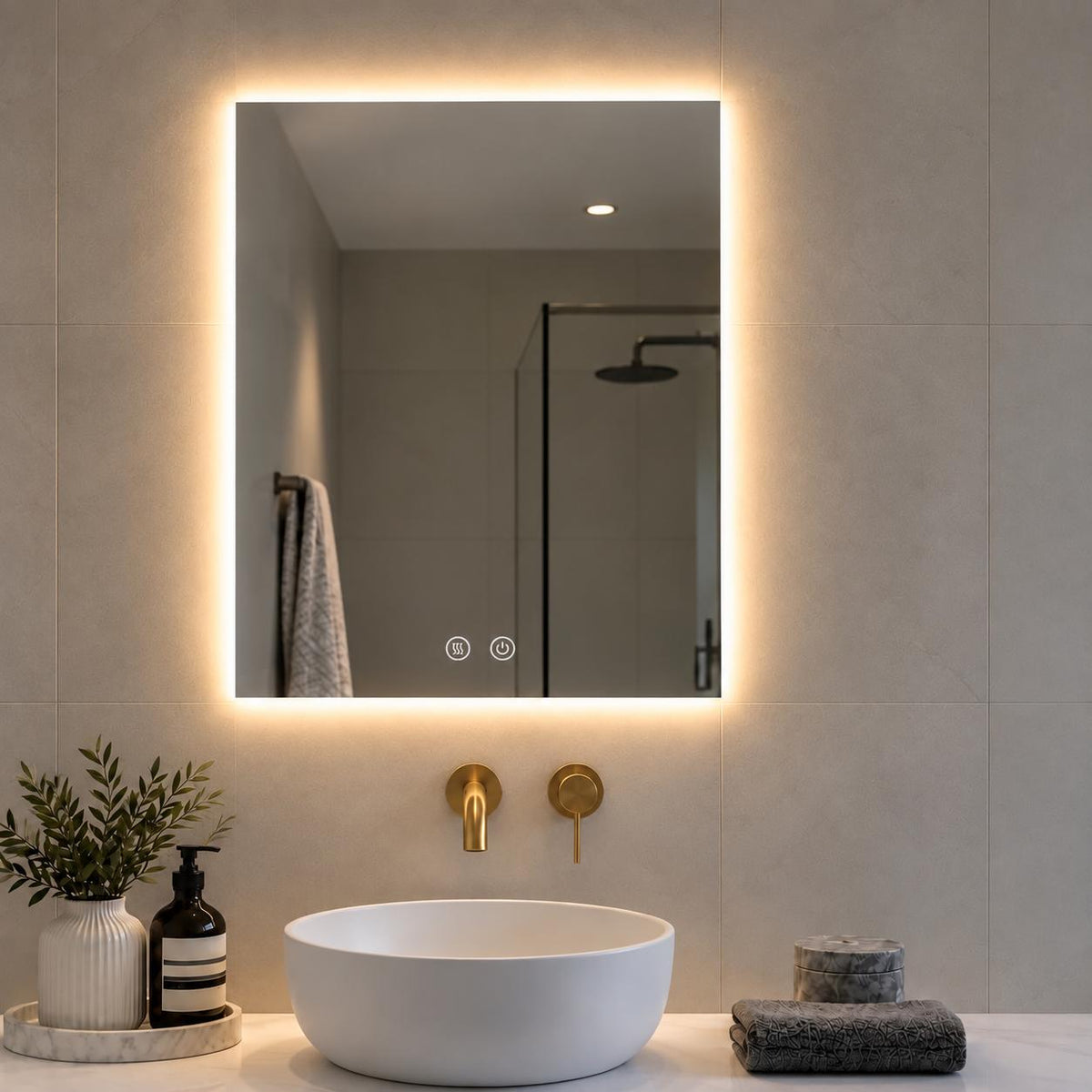 LED Rectangular Shaped Pencil Edge Mirror Backlit - 600 x 750mm