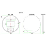 LED700 - 700x700x5mm Pencil Edge Copper Free Round LED Mirror – alternate view