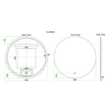 LED900 - 900x900x5mm Pencil Edge Copper Free Round LED Mirror – alternate view