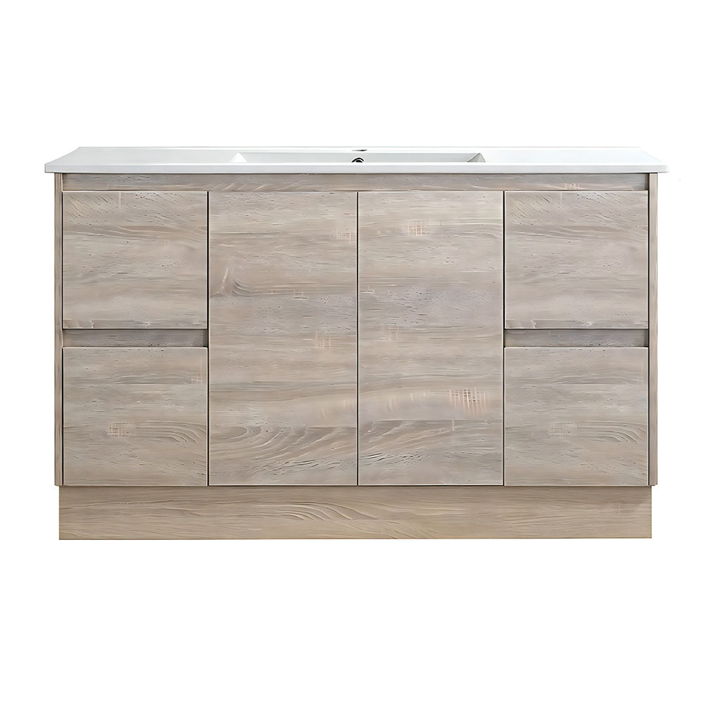 LM1200-KB - 1200x460x880mm Light Oak MDF Kickboard Vanity with Ceramic Basin