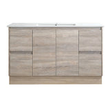 LM1200-KB - 1200x460x880mm Light Oak MDF Kickboard Vanity with Ceramic Basin