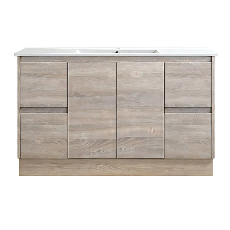 LM1200-KB - 1200x460x880mm Light Oak MDF Kickboard Vanity with Ceramic Basin