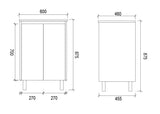 LM600 - 600x460x875mm Veneer Cabinet Vanity with Ceramic Basin – alternate view