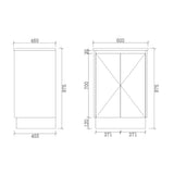 LM600-KB - 600x460x880mm Light Oak MDF Kickboard Vanity with Ceramic Basin – alternate view