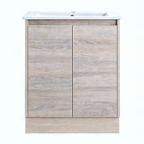 LM600-KB - 600x460x880mm Light Oak MDF Kickboard Vanity with Ceramic Basin