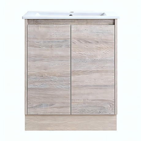 LM600-KB - 600x460x880mm Light Oak MDF Kickboard Vanity with Ceramic Basin
