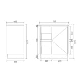 LM750L-KB - 750x460x880mm Light Oak MDF Kickboard Vanity with Ceramic Basin – alternate view