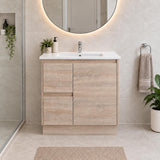 Gina 750mm Light Oak Vanity Left Hand Drawers Kickboard - 750x460x880mm