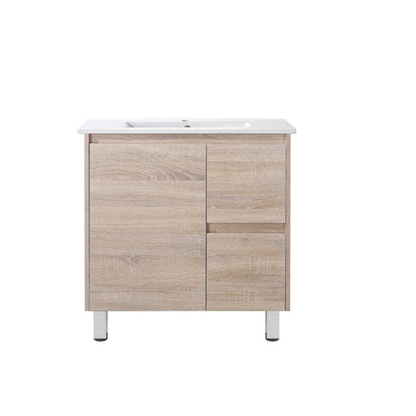 LM750R - 750x460x875mm Veneer Cabinet Vanity with Ceramic Basin