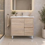 Gina 750mm Light Oak Vanity Right Hand Drawers on Legs - 750x460x880mm
