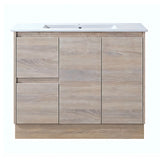LM900L-KB - 900x460x880mm Light Oak MDF Kickboard Vanity with Ceramic Basin