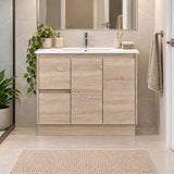 Gina 900mm Light Oak Vanity Left Hand Drawers Kickboard - 900x460x880mm