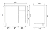 LM900R - 900x460x875mm Veneer Cabinet Vanity with Ceramic Basin – alternate view
