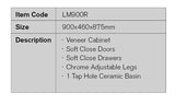 LM900R - 900x460x875mm Veneer Cabinet Vanity with Ceramic Basin – detail view