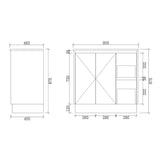 LM900R-KB - 900x460x880mm Light Oak MDF Kickboard Vanity with Ceramic Basin – alternate view