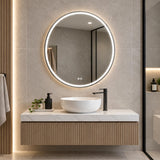 600mm Round LED Shaving Cabinet Matte White