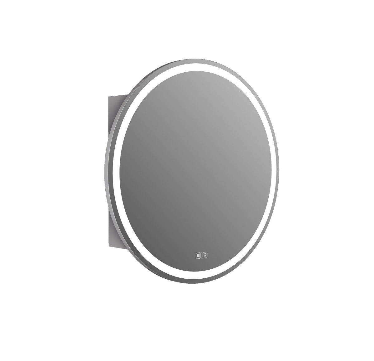 LSC600 - 600x130mm Matte White Polyurethane Round LED Cabinet with Pencil Edge Mirror