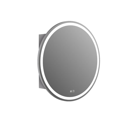 LSC600 - 600x130mm Matte White Polyurethane Round LED Cabinet with Pencil Edge Mirror