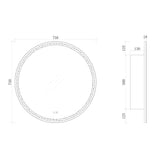 LSC750 - 750x130mm Matte White Polyurethane Round LED Cabinet with Pencil Edge Mirror – detail view