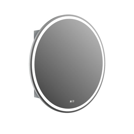 LSC750 - 750x130mm Matte White Polyurethane Round LED Cabinet with Pencil Edge Mirror