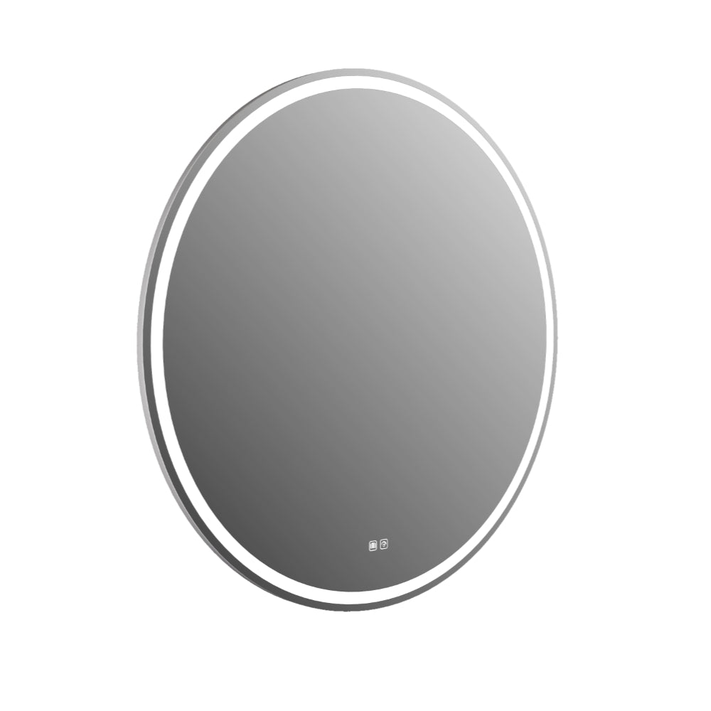 LSC900 - 900x130mm Matte White Polyurethane Round LED Cabinet with Pencil Edge Mirror
