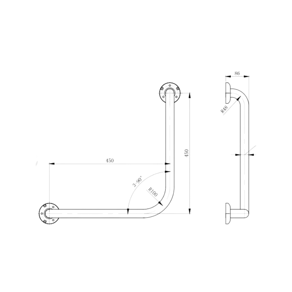 Metlam 90° Ambulant Grab Rail, view 4