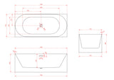 Multi fit Round Back to Wall Corner Gloss White Freestanding Bath - 1700mm