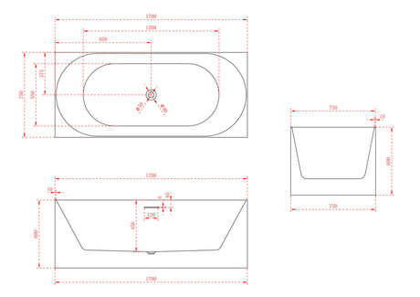 Multi fit Round Back to Wall Corner Gloss White Freestanding Bath - 1700mm