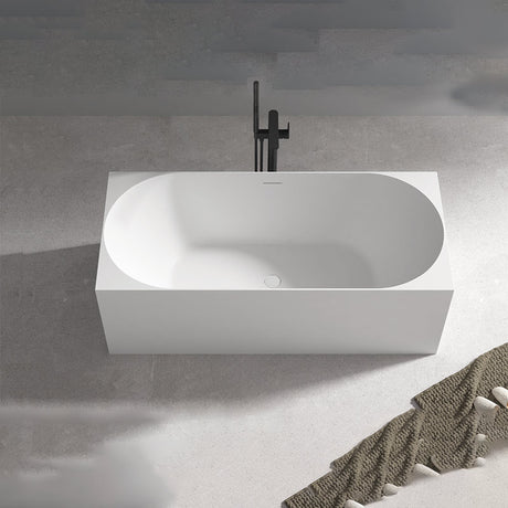 Multi fit Round Back to Wall Corner Gloss White Freestanding Bath - 1500mm