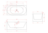 Multi fit Round Back to Wall Corner Gloss White Freestanding Bath - 1500mm