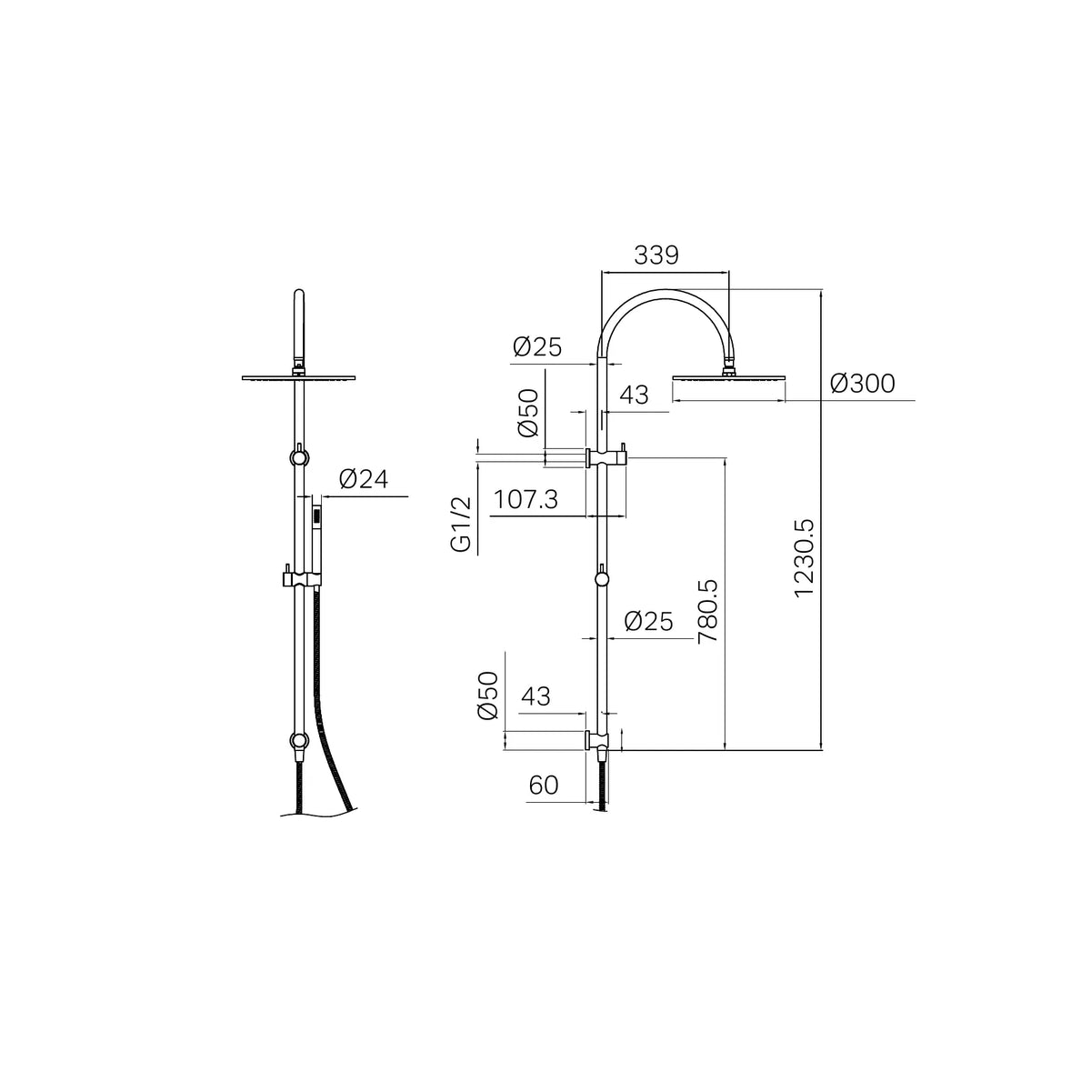 Nero Mecca Twin Shower With Slim Microphone Handshower