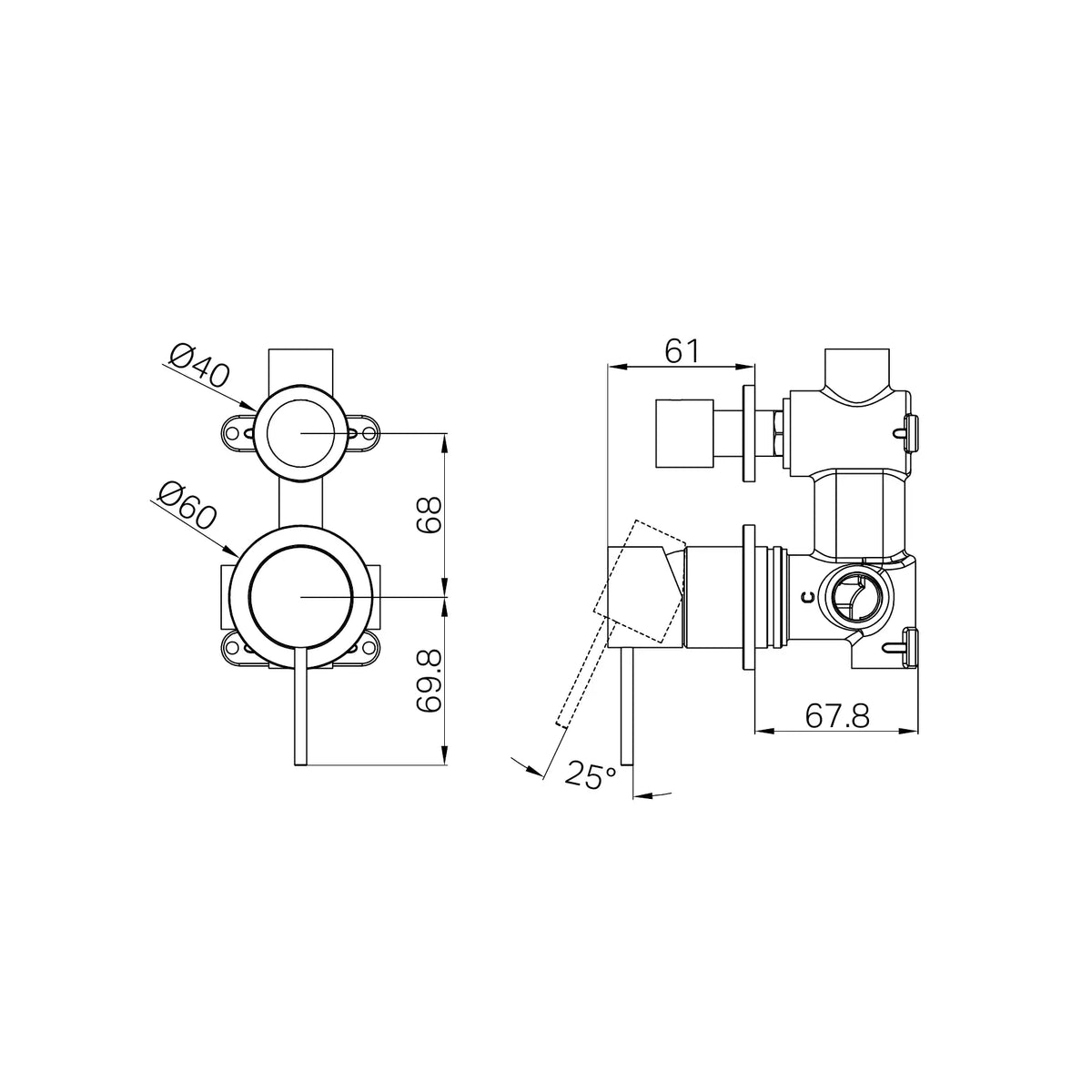 Nero Mecca Shower Mixer With Diverter Separate Back Plate