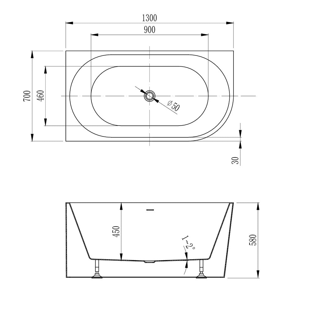 Newport Left Hand Corner Matte White Freestanding Bath Tub - 1300mm – view 4