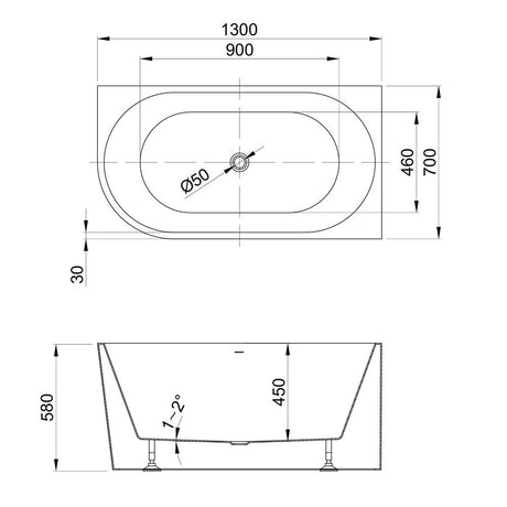 Newport Right Hand Corner Matte White Freestanding Bath Tub - 1300mm – view 4
