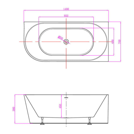 Newport Right Hand Corner Matte White Freestanding Bath Tub - 1400mm – view 4
