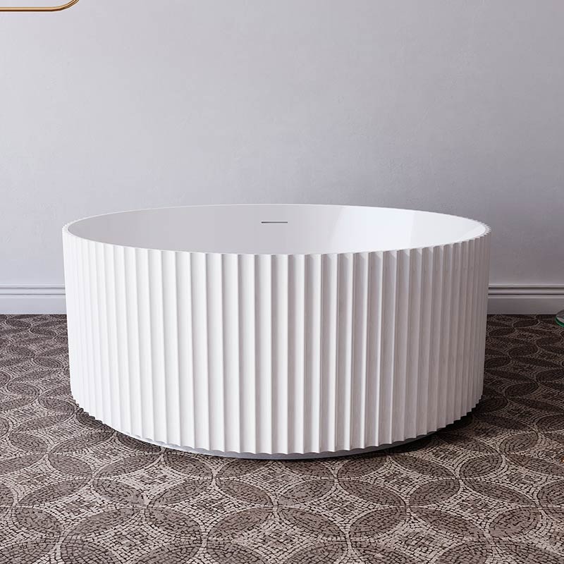 Oasis Fluted Matte White Freestanding Bathtub - 1500mm