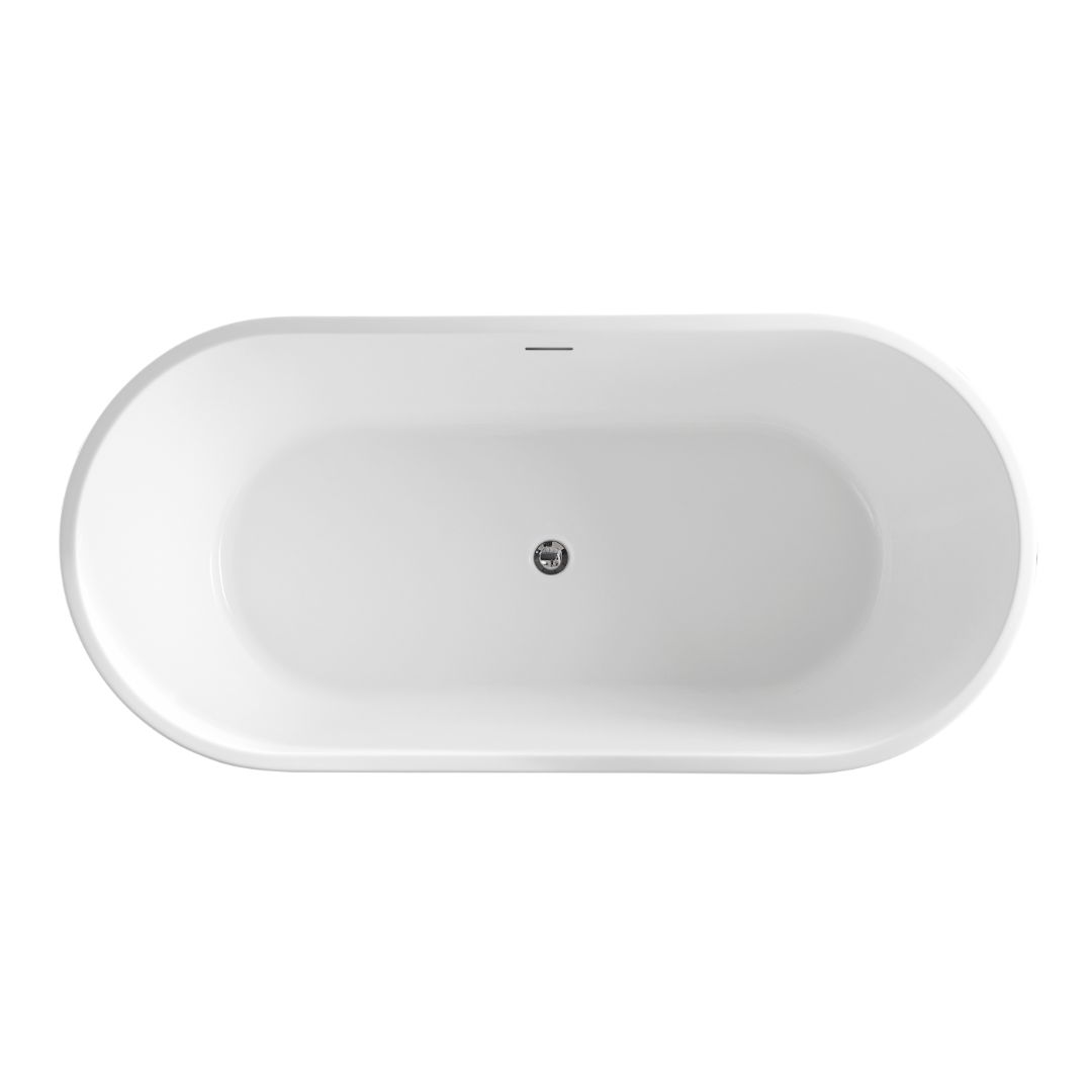 Olinda Oval Gloss White Freestanding Bath Tub - 1700mm – detail view