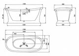 Oxford Matte White Freestanding Bathtub - 1700mm