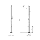 Parisi Envy II Outdoor Shower Column with Square Shower Arm and Fixed Overhead Shower