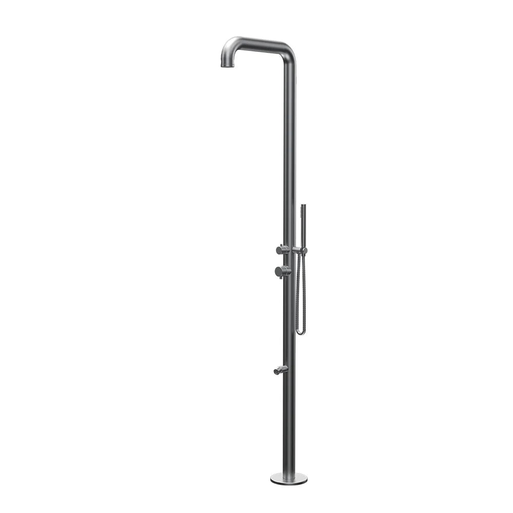 Parisi Envy II Outdoor Shower Column with Square Shower Arm and Fixed Overhead Shower