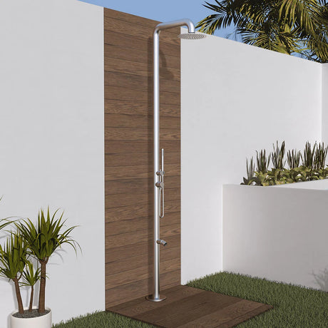 Parisi Envy II Outdoor Shower Column with Square Shower Arm and 250mm Overhead Shower
