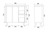 PE900R - 900x360x875mm PVC Waterproof Vanity with Ceramic Basin – alternate view