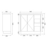 PE900R-KB - 900x360x880mm Kickboard PVC Waterproof Vanity with Ceramic Basin – alternate view