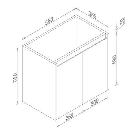 PEWH600 - 600x360x540mm Wall Hung PVC Waterproof Vanity with Ceramic Basin – alternate view