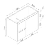 PEWH750L - 750x360x540mm Wall Hung PVC Waterproof Vanity with Ceramic Basin – alternate view
